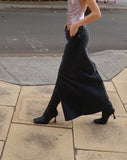 image of Low Rise Denim Maxi Skirt in Vintage Black