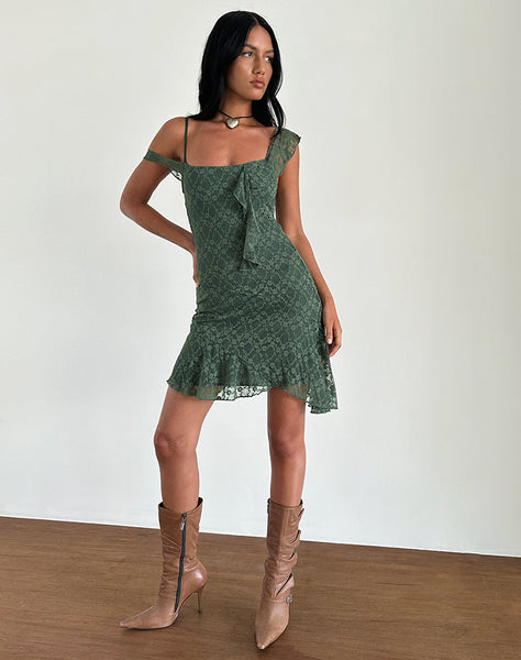 Image of Jati Mini Dress in Sage Canina Rose Lace