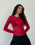 Image of Kahula Shirt in Red Heart Flocked Mesh