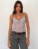 Image of Megara Strappy Top in Silver Grey Lace Mesh