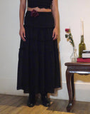 Image of Norah Tiered Maxi Skirt in Black Chiffon