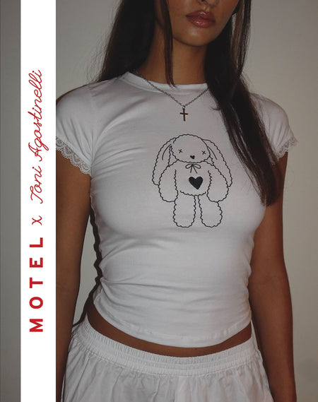 Izzy Tee with Me Always Motif in White with Bow