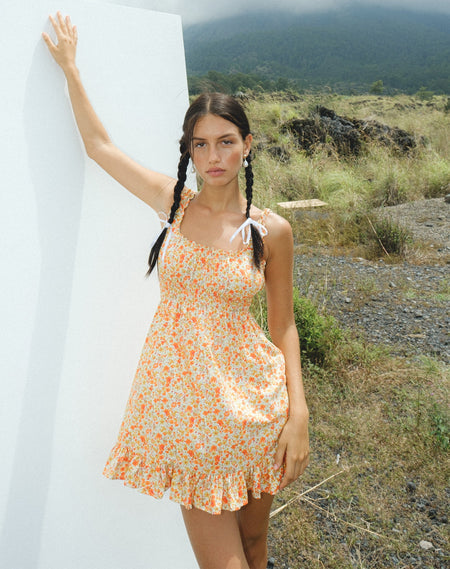 Jayko Midi Dress in Ditsy Tangerine