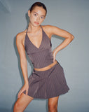 image of Hajra Halter Top in Grey Stripe