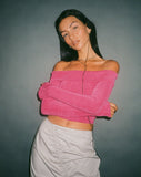 image of MOTEL X JACQUIE Nasari Bardot Crop Top in Magenta