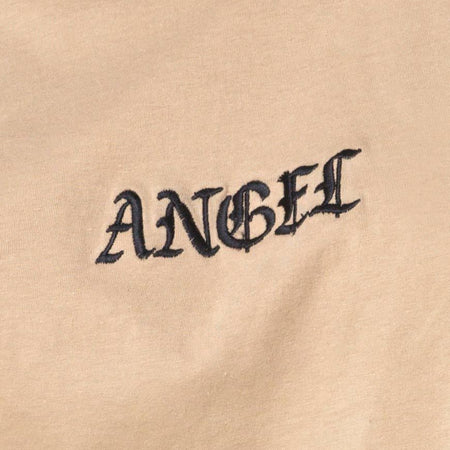 Oversize Basic Tee in Tan with Angel Embroidery