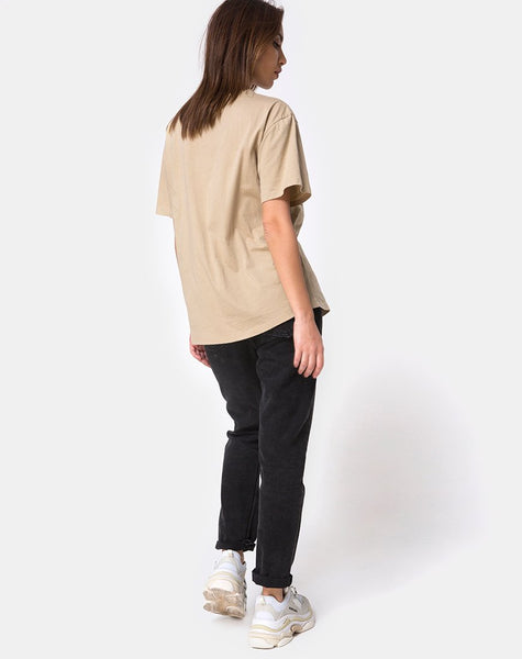 Oversize Basic Tee in Tan with Angel Embroidery