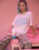 Oversize Basic Tee in Soft Pink with Almond Milk Girl Text  X Top Girl