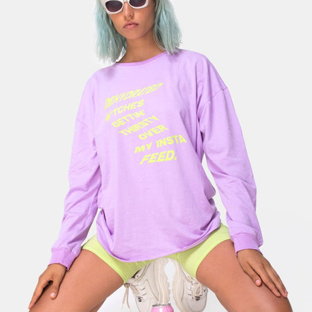 Lottie Longsleeve Tee in Lilac with Instafeed Text  X Top Girl