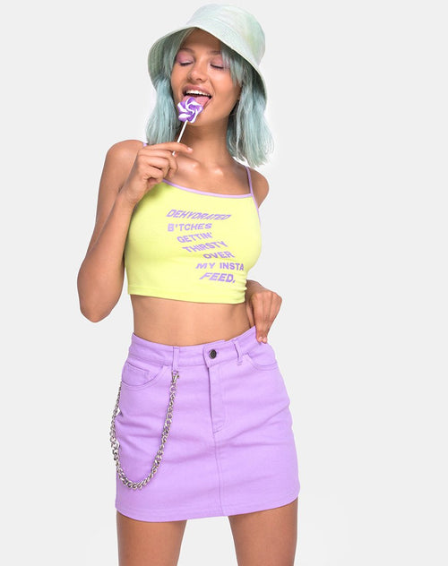 Kamla Crop Top in Lime with Instafeed Text  X Top Girl