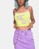 Kamla Crop Top in Lime with Instafeed Text  X Top Girl