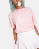 Oversize Basic Tee in Pink with Roses are Red Text  X Top Girl