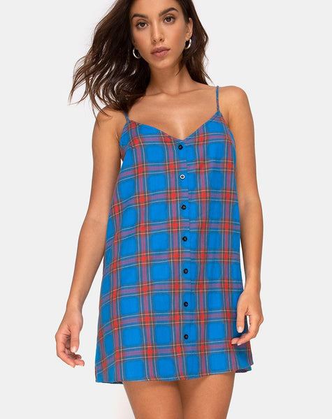 Sanna Slip Dress in Blue and Red Check