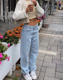 image of Low Rise Parallel Jeans in Light Wash Blue