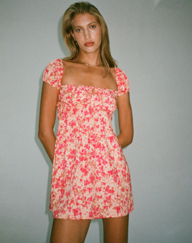 Image of Galova Mini Dress in Dark Wild Flower Cantaloupe