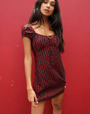 Gaval Mini Dress in Dotty Rose Black