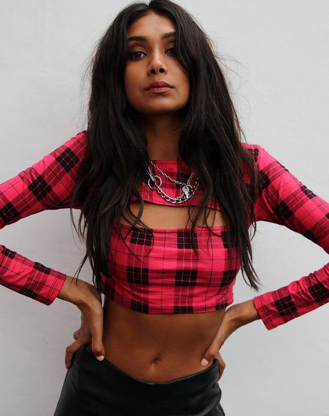 Shimla Crop Top in Winter Plaid Red / Black