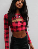 Shimla Crop Top in Winter Plaid Red / Black