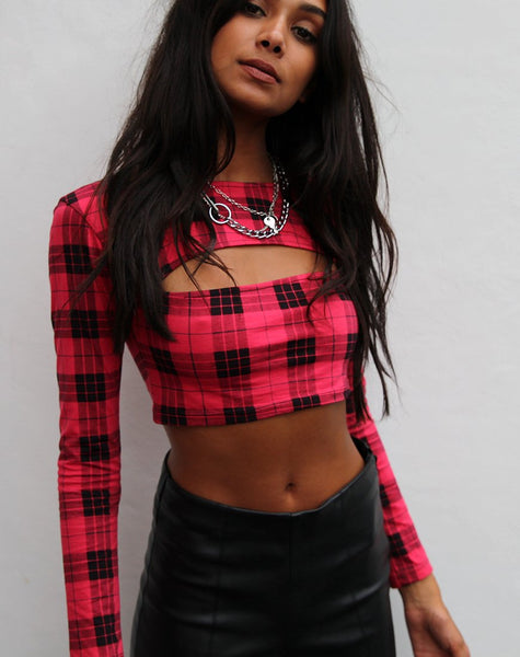 Shimla Crop Top in Winter Plaid Red / Black