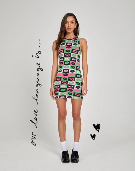 MOTEL X BARBARA Piper Mini Dress in 90s Tropical Collage