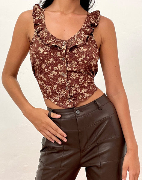 IMAGE OF Julka Cami Top in Earthy Floral Brown