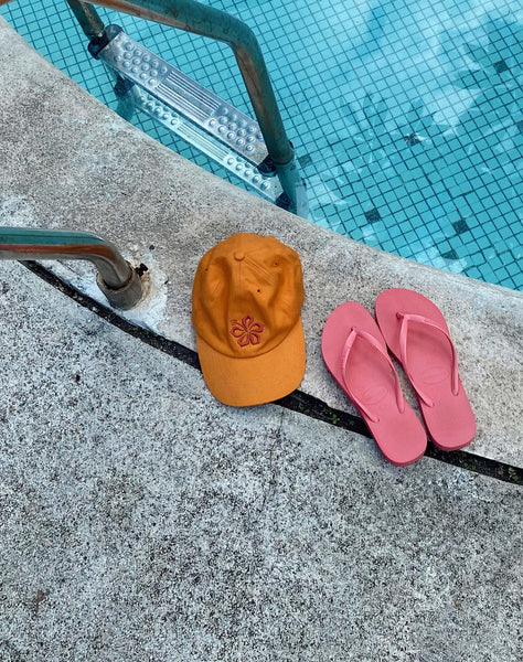 image of MOTEL X BARBARA Five Panel Hat in Apricot Hibiscus