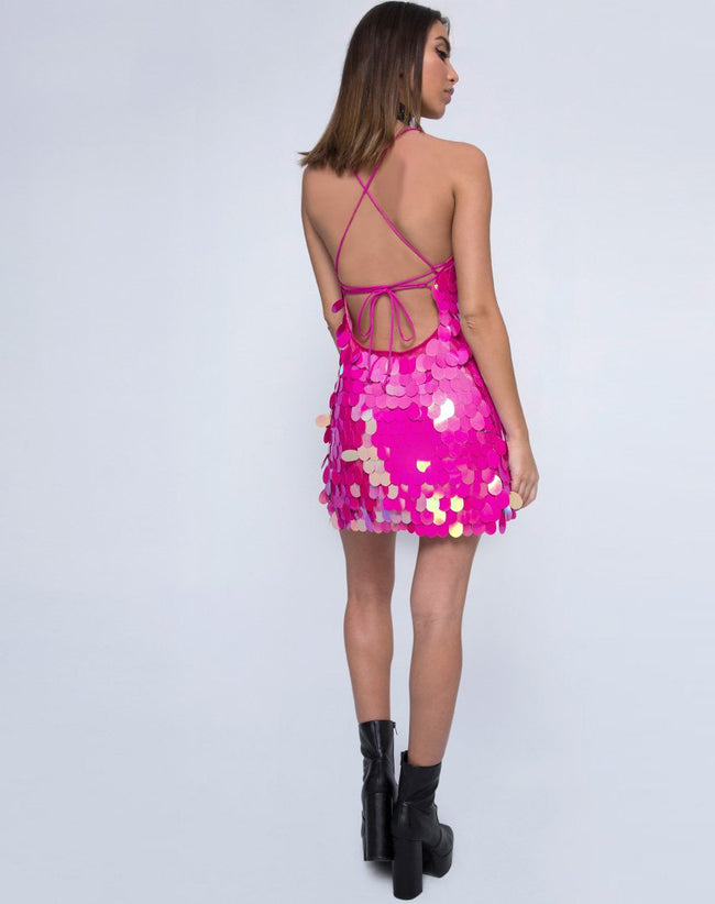 Shine Dress in Tear Drop Sequin Fuschia Shine