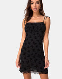 Kaline Dress in Butterfly Flock Black