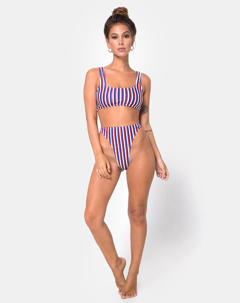 Abadie Top Bikini in Triple Stripe Print