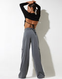 image of Abba Cargo Trouser in Pinstripe Grey