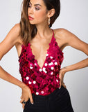 Abela Bodice in Red Cherry Disc Sequin