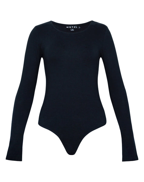 Image of Abra Long Sleeve Bodysuit in Black