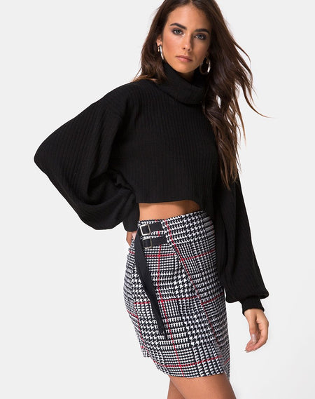 Pelmet Skirt in Winter Plaid Red / Black