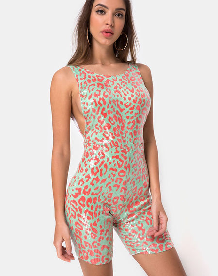 Solina Unitard in Fire Mesh