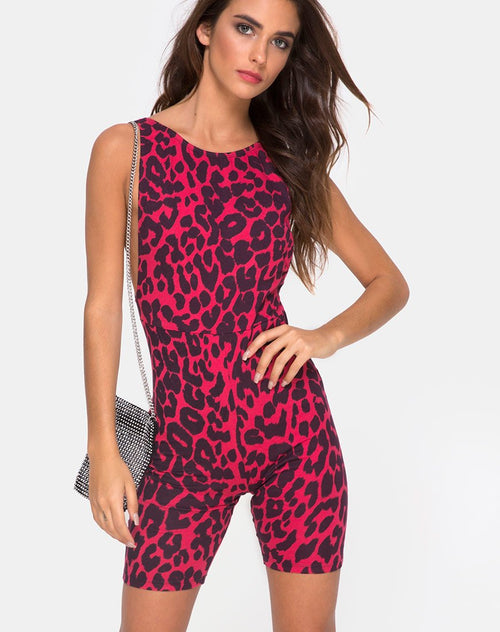 Acro Unitard in Oversize Jaguar Red