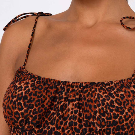 Adara Slip Dress in Ditsy Leopard Orange