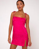 Image of Adara Slip Dress in Satin Zebra Fuchsia