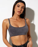 Adda Bralet in Velvet Rib Charcoal Grey