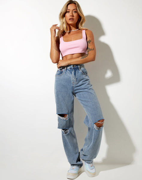 Image of Adela Crop Top in Rib Baby Pink