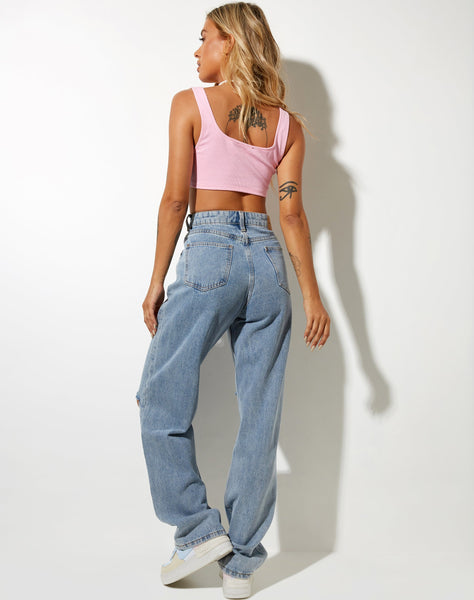 Image of Adela Crop Top in Rib Baby Pink