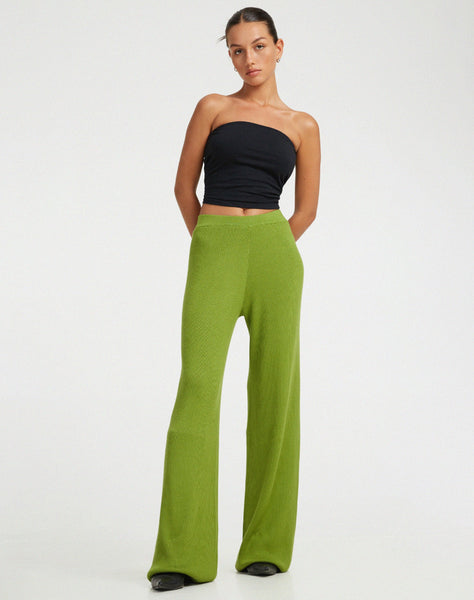 image of Adolia Flared Leg Trouser in Golden Lime