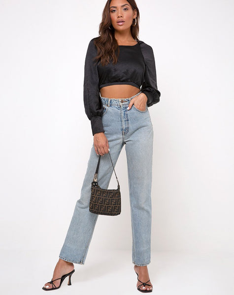 Adoria Crop Top in Satin Black