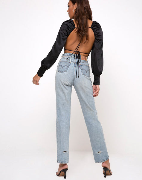 Adoria Crop Top in Satin Black