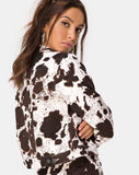 Agatha Jacket in Cow Hide Brown and White