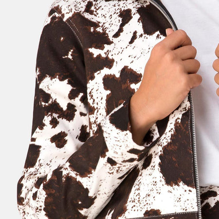 Agatha Jacket in Cow Hide Brown and White