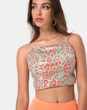 Ahena Crop Top in Fluro Leopard with Clear Sequin