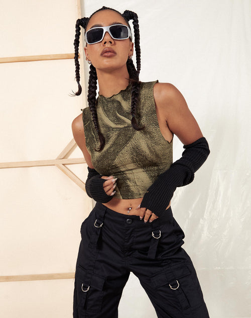 image of Ajak Crop Top in Dystopian Crease Khaki