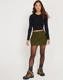 image of Ajeng Low Rise Cargo Mini Skirt in Dark Olive