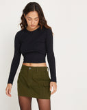 image of Ajeng Low Rise Cargo Mini Skirt in Dark Olive