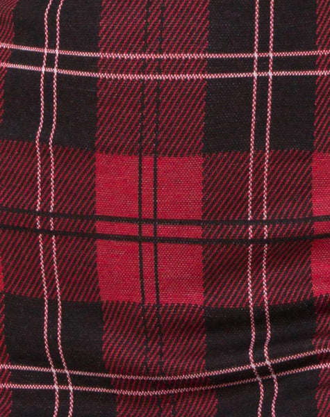 Ajuste Bodycon Dress in Plaid Red